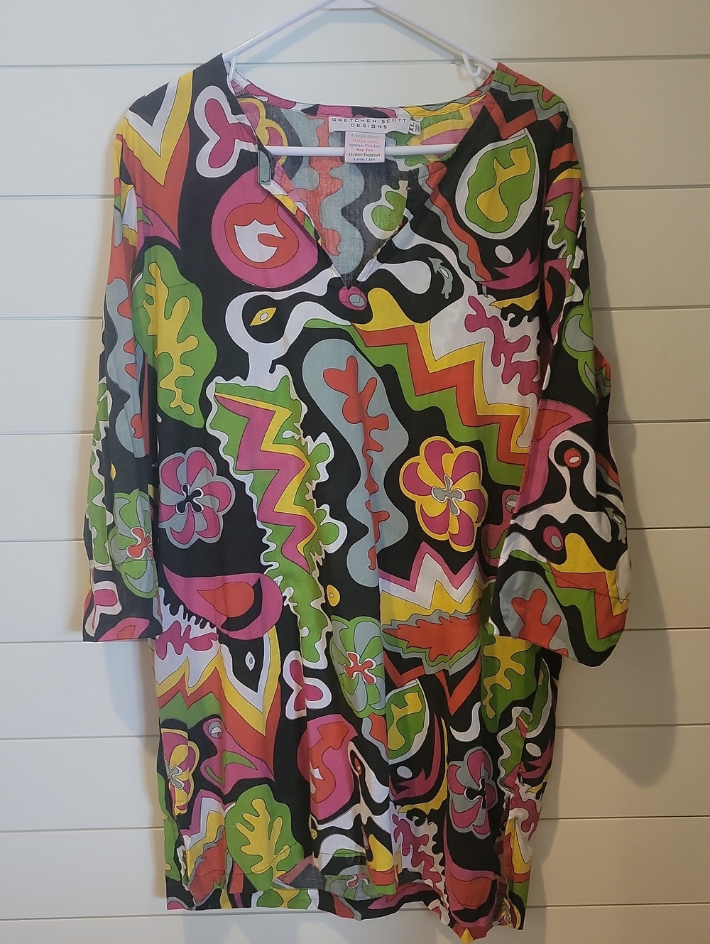 Gretchen Scott Designs 100% Cotton Psychedelic Print Tunic/Dress - Multicolor